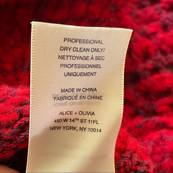 ALICE + OLIVIA Otis Textured Sweater Red Chunky M - Picture 8 of 8